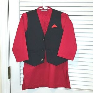 Red & Black 3 Piece Formal Kurta Set 3T